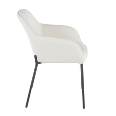 Daniella Contemporary Dining Chair in Black Metal and Cream Fabric by LumiSource - Set of 2