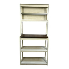 31.50" White and Rustic Brown color 5-Tier Bakers Rack for Kitchen with Storage, Coffee Bar, Kitchen Shelves,  Microwave Stand