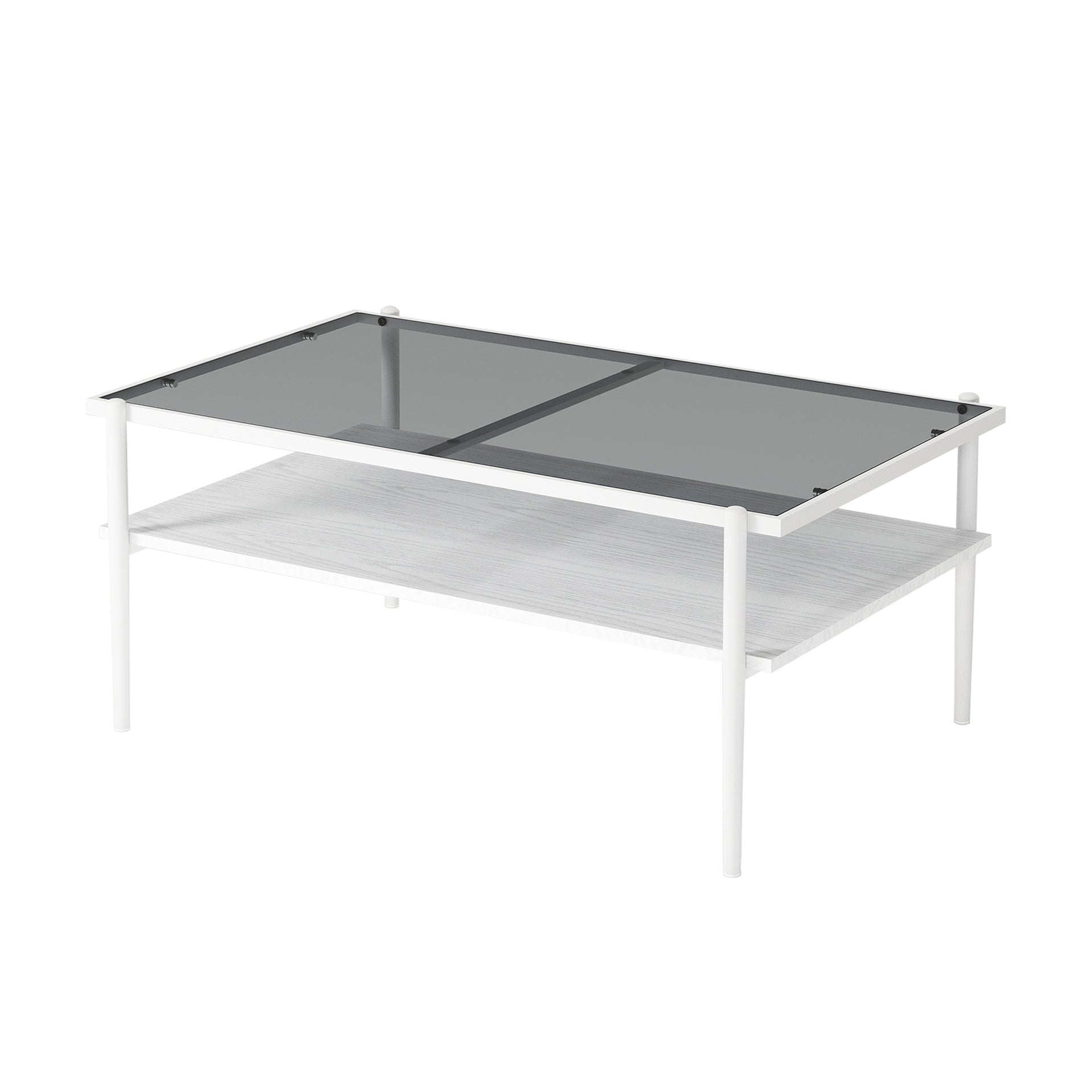Coffee Table and End tables Set of 3, Tempered Glass Table with MDF layer, Modern Tables for Living Room , Gray Glass