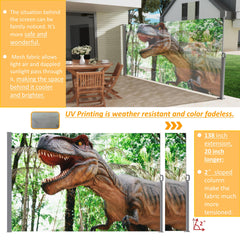 71"x138" Retractable Side Awning Screen, Semi-transparent with UV printing,UPF50+, Ideal for blocking dust,sunshine and wind, Creating private space for garden,balcony and swimming pool.