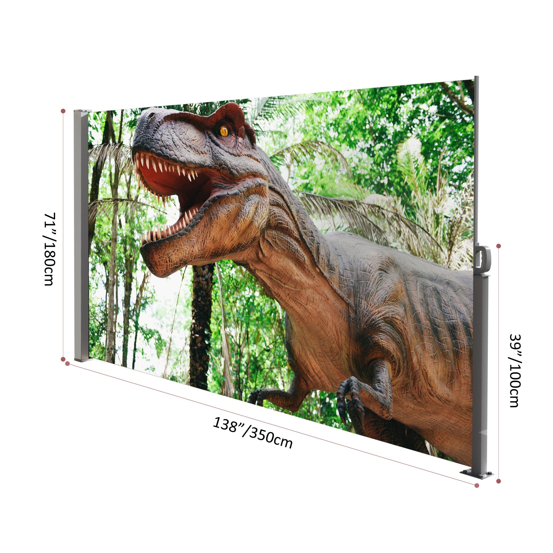 71"x138" Retractable Side Awning Screen, Semi-transparent with UV printing,UPF50+, Ideal for blocking dust,sunshine and wind, Creating private space for garden,balcony and swimming pool.