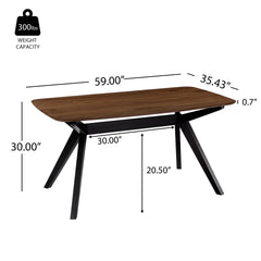 Wood Dining Table ,Walnut+Black