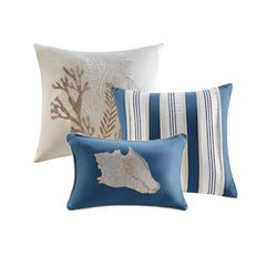 7 Piece Cotton Sateen Comforter Set Blue Queen