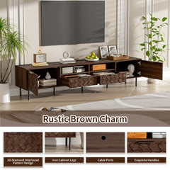 78 inch Modern TV Stand for TVs up to 85", Entertainment Center with Closed Storage & Cable Management, Soft-Closing Hinges, Iron Legs for Living Room