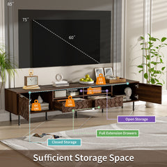 78 inch Modern TV Stand for TVs up to 85", Entertainment Center with Closed Storage & Cable Management, Soft-Closing Hinges, Iron Legs for Living Room
