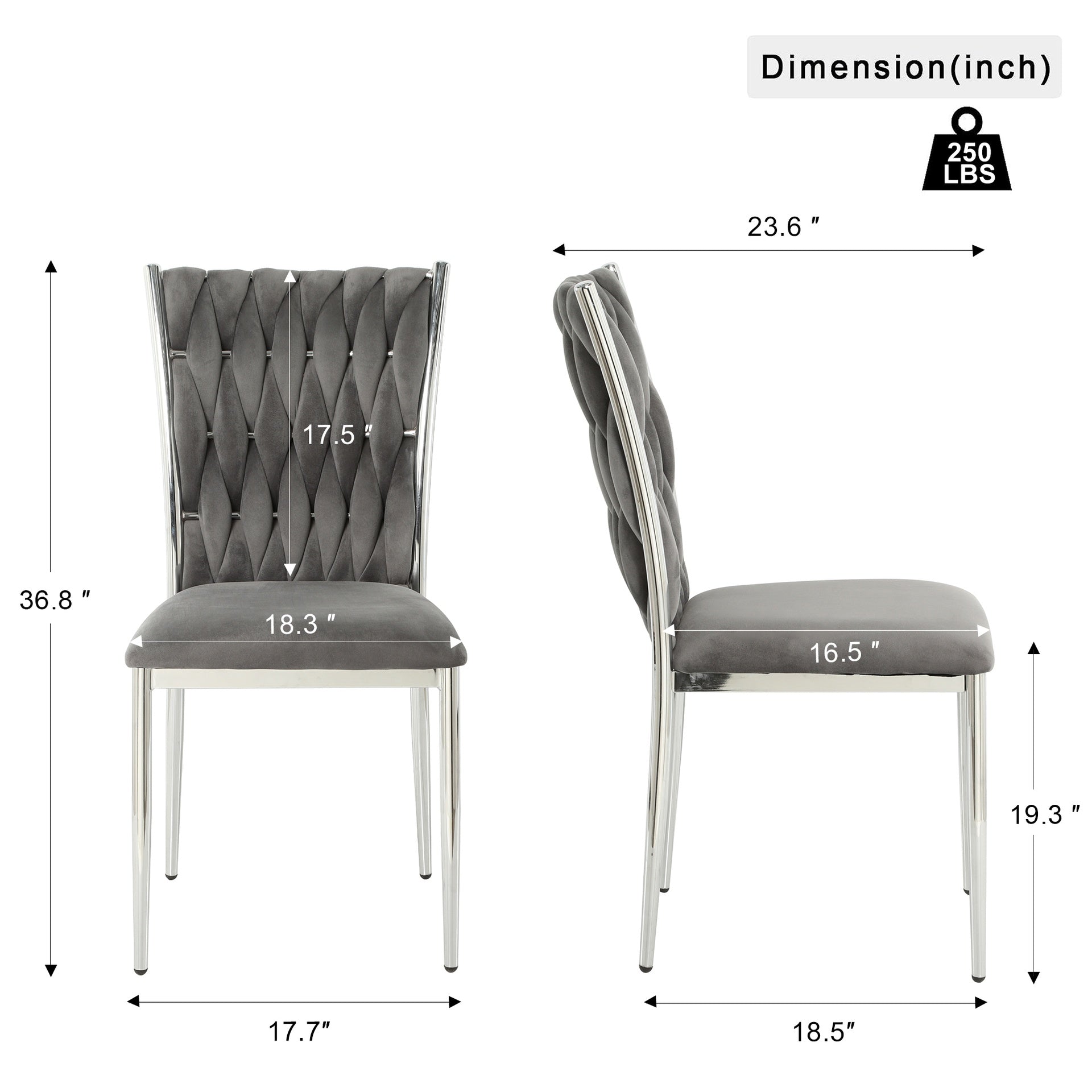 Modern simple Dark gray velvet dining chair, family bedroom stool back student table chair, Electroplated metal chair legs, suitable for dining room kitchen bedroom (set of 4)