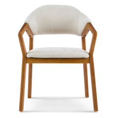 Indoor Dining Chair Set of 2, Beige Chenille Upholstered Armchair with Sturdy Frame, 300lbs Capacity, Ergonomic Curved Backrest