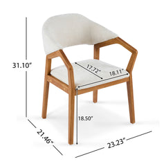 Indoor Dining Chair Set of 2, Beige Chenille Upholstered Armchair with Sturdy Frame, 300lbs Capacity, Ergonomic Curved Backrest