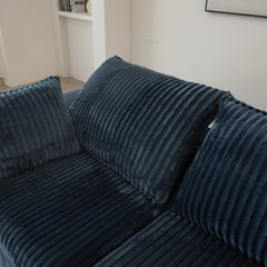 118.2" Cloud Sofa,Corduroy Fabric,Deep Seat Couches,Double-layer design,Removable Cushion,No Assembly, DIY Combination for Living room, Bedroom,Conference room ,Apartment,Blue
