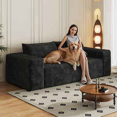 78.8" 3Setaser Sofa,Corduroy Fabric,Deep Seat Couches,Comfy Loveseat Sofa,No Assembly,1pcs for Living room, Bedroom,Conference room ,Apartment,Black