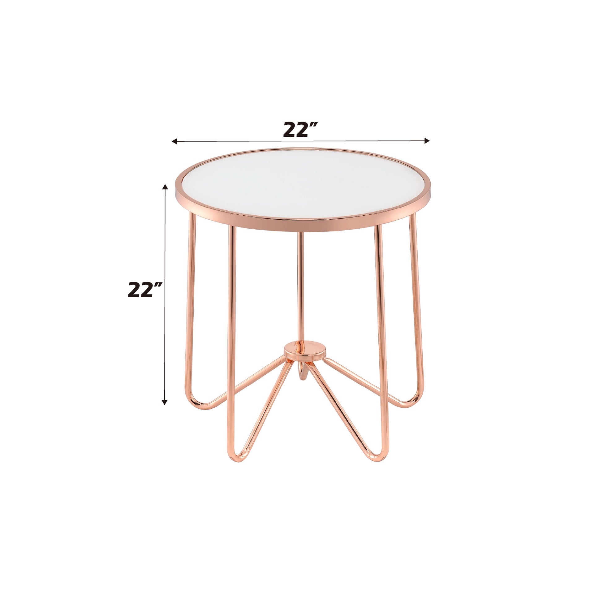 Alivia Frosted Glass & Rose Gold Finish End Table