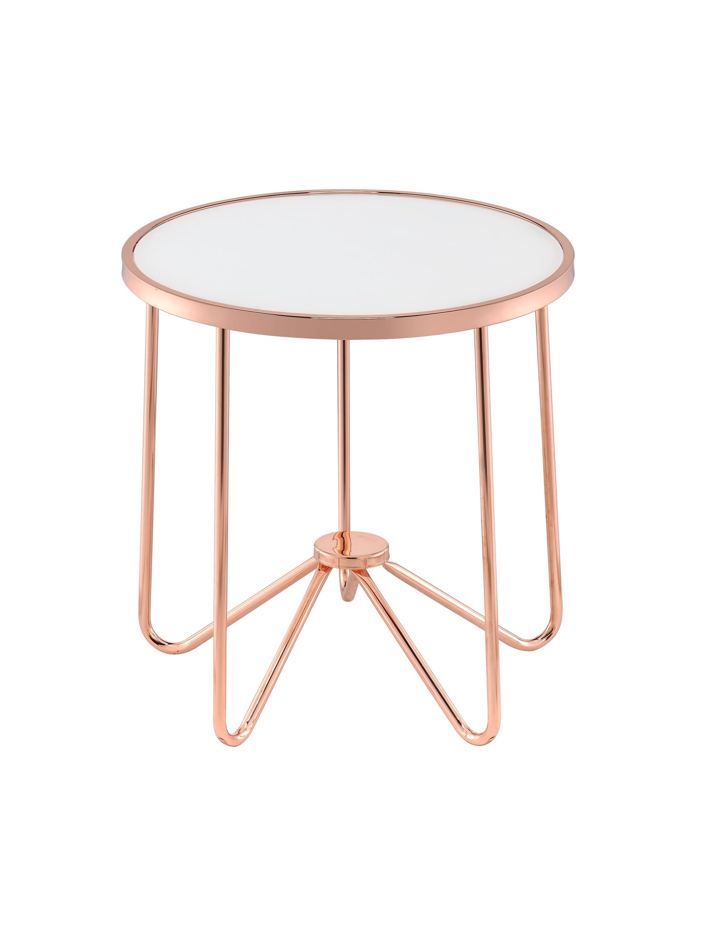 Alivia Frosted Glass & Rose Gold Finish End Table