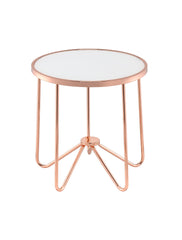 Alivia Frosted Glass & Rose Gold Finish End Table