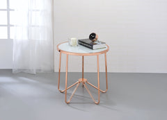 Alivia Frosted Glass & Rose Gold Finish End Table