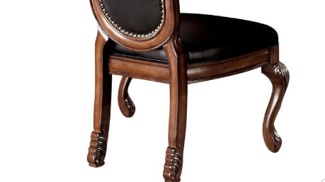 Chateau Black Synthetic Leather & Cherry Finish De Ville Side Chair (Set of 2)