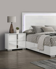 White Color Modern Gorgeous 1pc Bedside Table Bedroom Nightstand Chrome Legs UV Finish