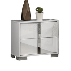 White Color Modern Gorgeous 1pc Bedside Table Bedroom Nightstand Chrome Legs UV Finish