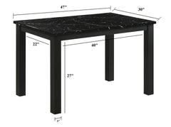 1pc Black Faux Marble Black Finish Rectangular Dining Table Wooden Dining Room Furniture Modern Contemporary