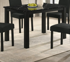 1pc Black Faux Marble Black Finish Rectangular Dining Table Wooden Dining Room Furniture Modern Contemporary