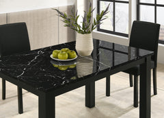 1pc Black Faux Marble Black Finish Rectangular Dining Table Wooden Dining Room Furniture Modern Contemporary