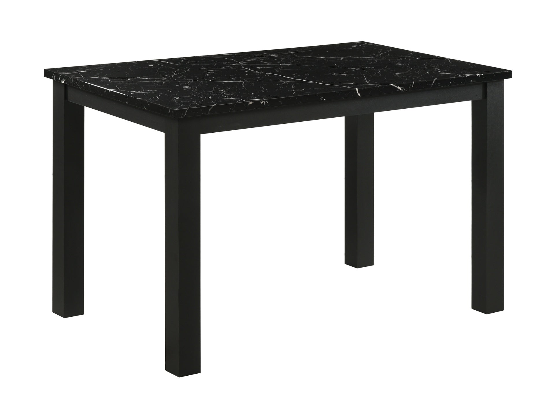 1pc Black Faux Marble Black Finish Rectangular Dining Table Wooden Dining Room Furniture Modern Contemporary