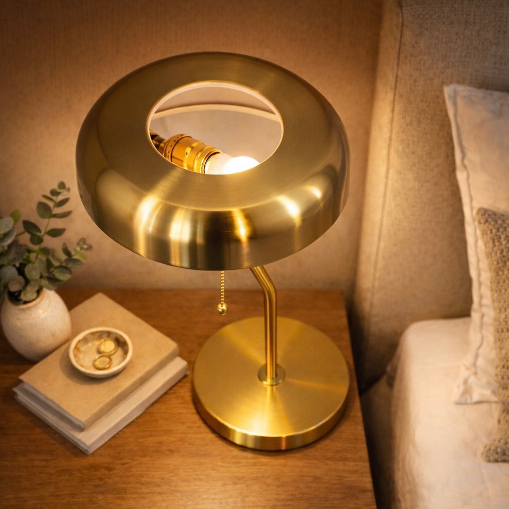 High Quality Hotel European Modern Bed Side nightstand Decorative Table/desk Lamp, Metro Table lamp with Gold outer and White inner 110~120V