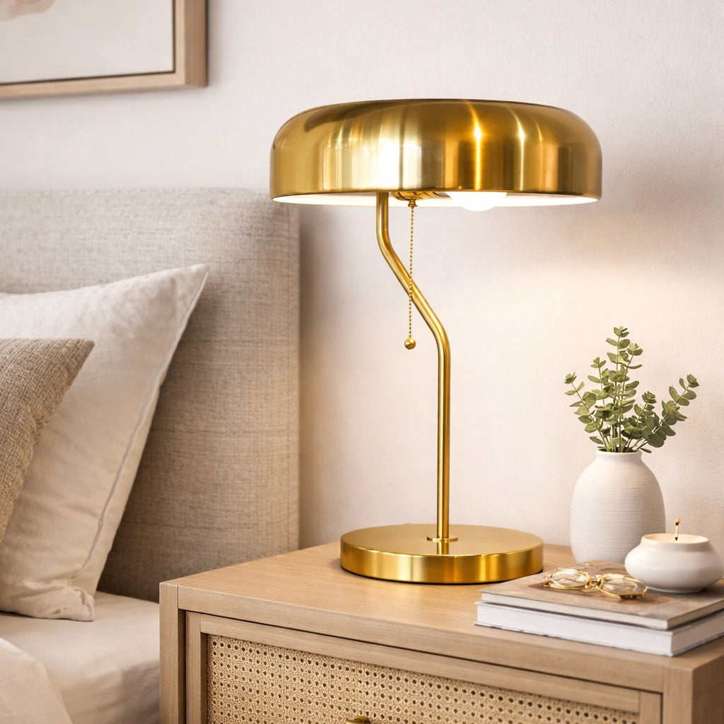 High Quality Hotel European Modern Bed Side nightstand Decorative Table/desk Lamp, Metro Table lamp with Gold outer and White inner 110~120V