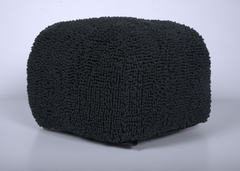 Spongy Microfiber Square Pouf, Dark Charcoal