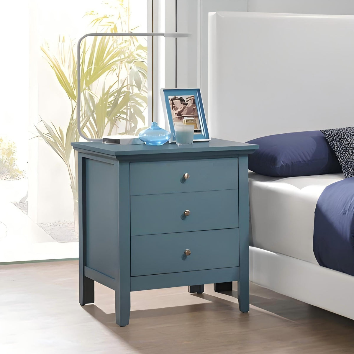 Casual Teal Storage Nightstand