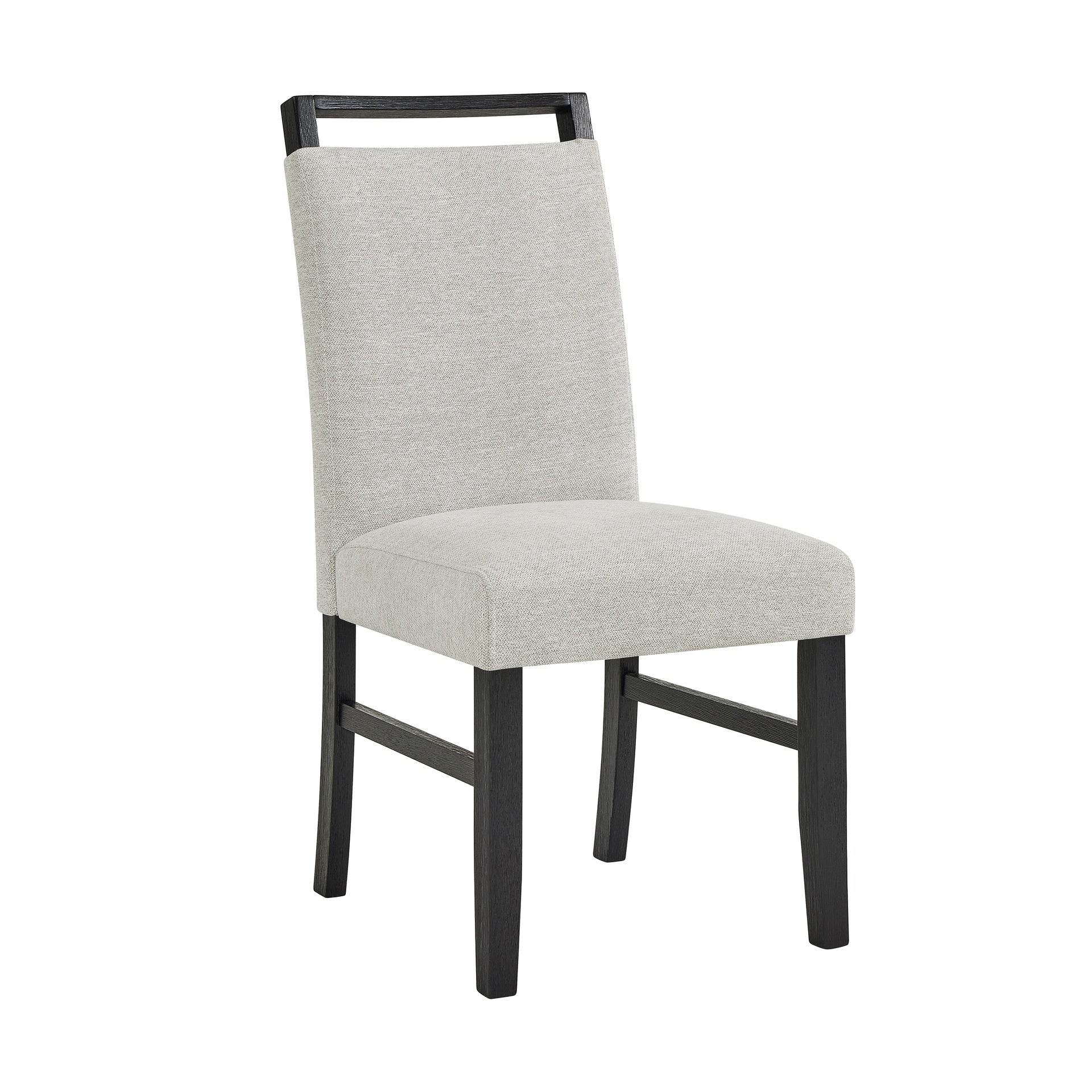 Contemporary Full Back Upholstered Dining Side Chair 2pc Set Standard Height Dining Room Wooden Furniture Light Gray Black
