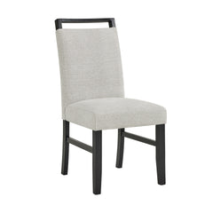 Contemporary Full Back Upholstered Dining Side Chair 2pc Set Standard Height Dining Room Wooden Furniture Light Gray Black