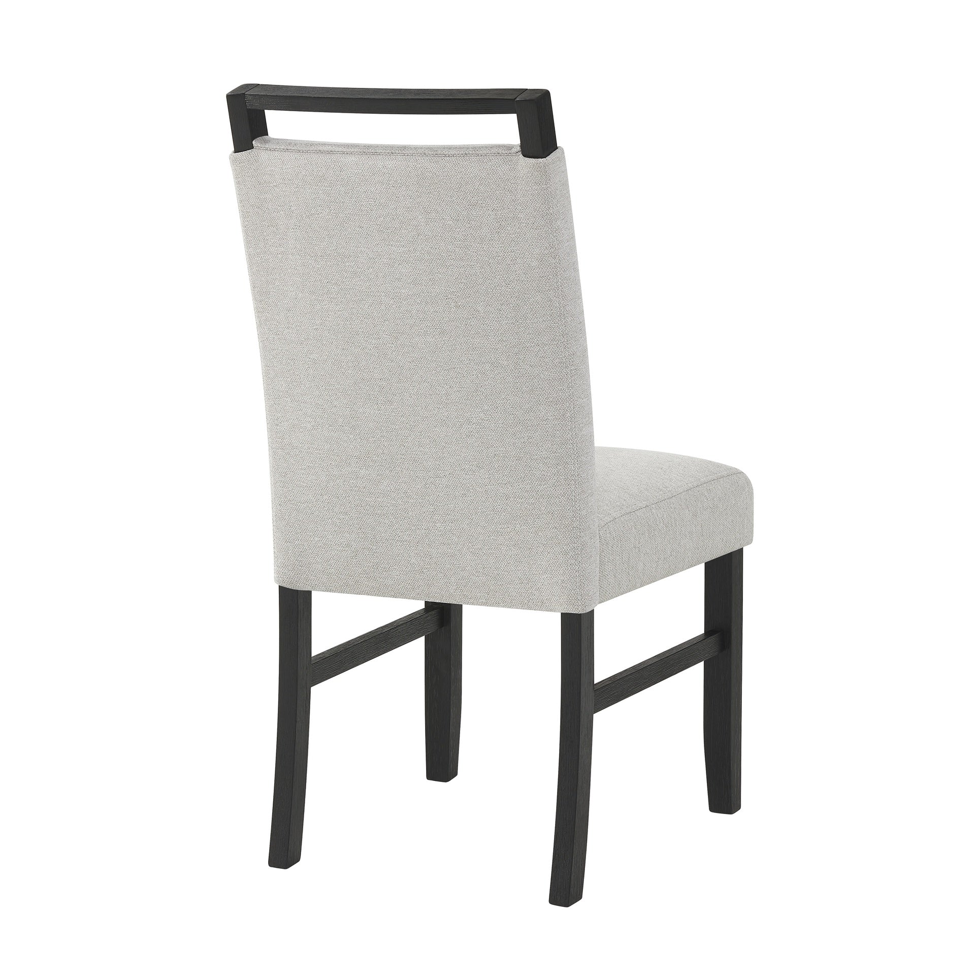Contemporary Full Back Upholstered Dining Side Chair 2pc Set Standard Height Dining Room Wooden Furniture Light Gray Black