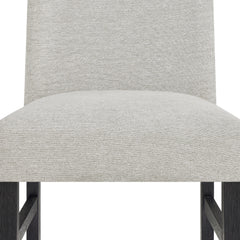 Contemporary Full Back Upholstered Dining Side Chair 2pc Set Standard Height Dining Room Wooden Furniture Light Gray Black