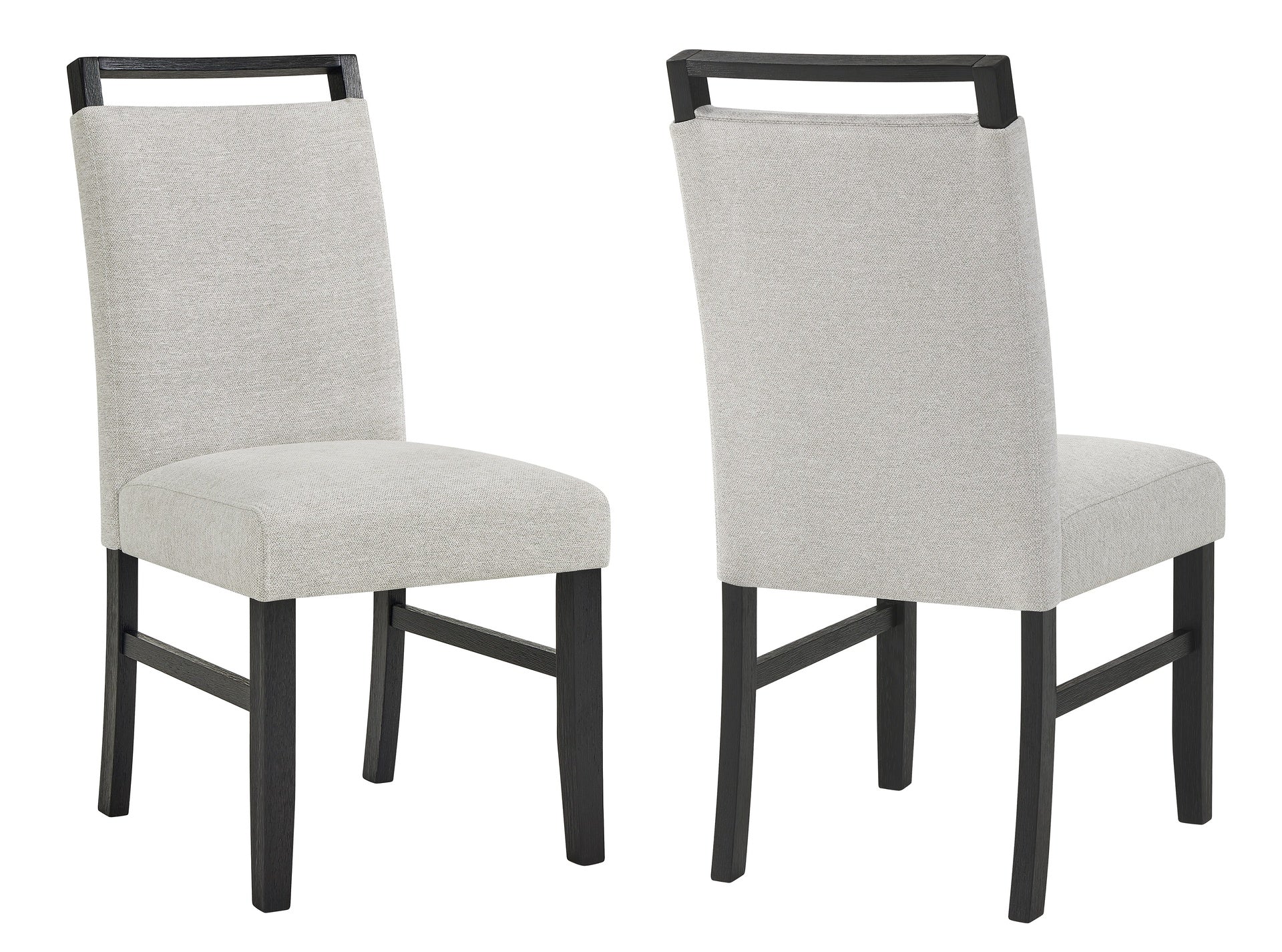 Contemporary Full Back Upholstered Dining Side Chair 2pc Set Standard Height Dining Room Wooden Furniture Light Gray Black
