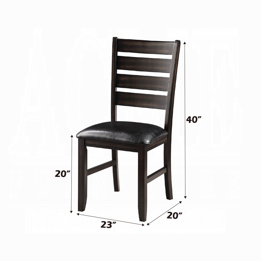 Espresso Finish Contemporary Side Chairs Set of 2 Faux Leather Upholstery Durable Wooden Kitchen Dining Furniture