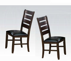 Espresso Finish Contemporary Side Chairs Set of 2 Faux Leather Upholstery Durable Wooden Kitchen Dining Furniture