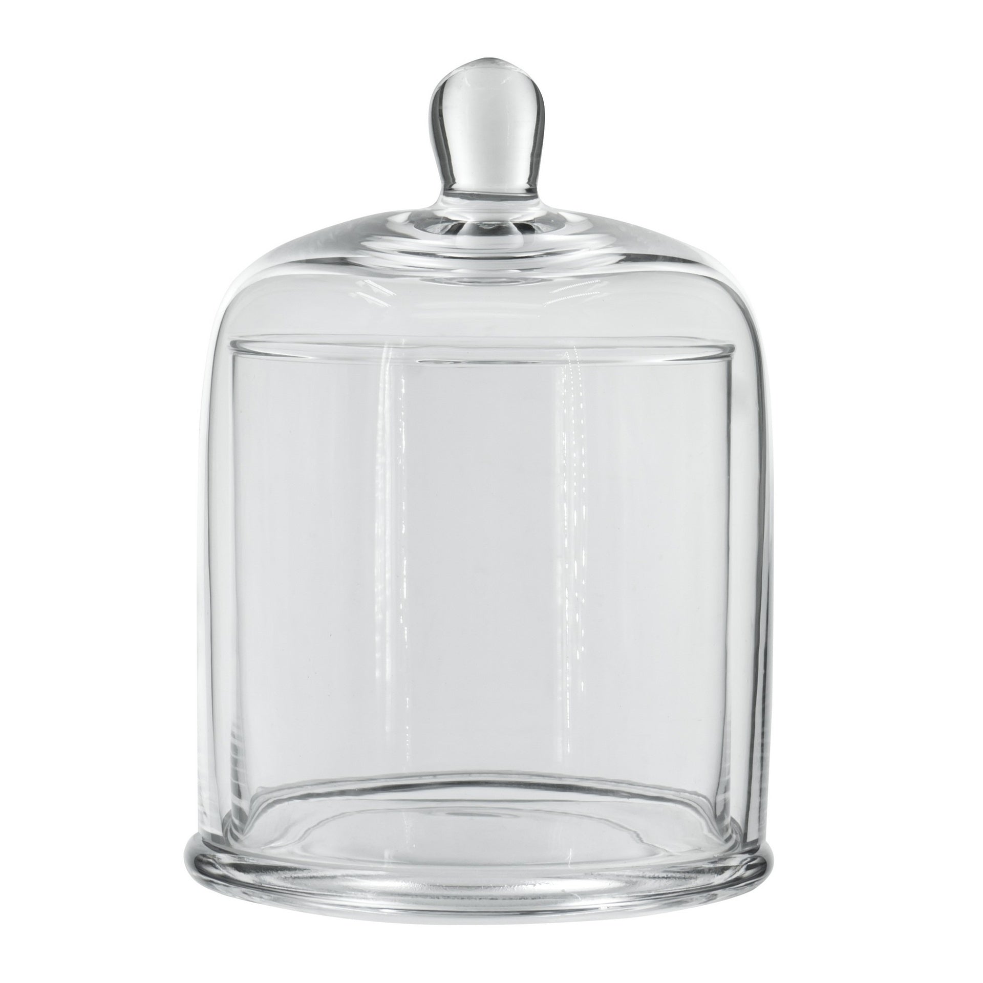 Set of 2 Large Glass Serving Platters with Dome and Finial Handle, Clear