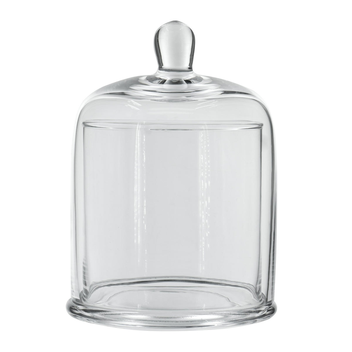 Set of 2 Large Glass Serving Platters with Dome and Finial Handle, Clear