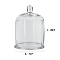 Set of 2 Large Glass Serving Platters with Dome and Finial Handle, Clear
