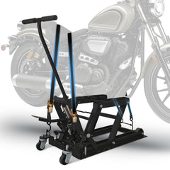 Hydraulic Motorcycle Lift Jack, 1500 LBS Capacity, ATV Scissor Lift Jack Portable Motorcycle Lift Table with 4 Casters, Hydraulic Foot-Operated Hoist Stand for Motorcycle ATV UTV Powersports, black