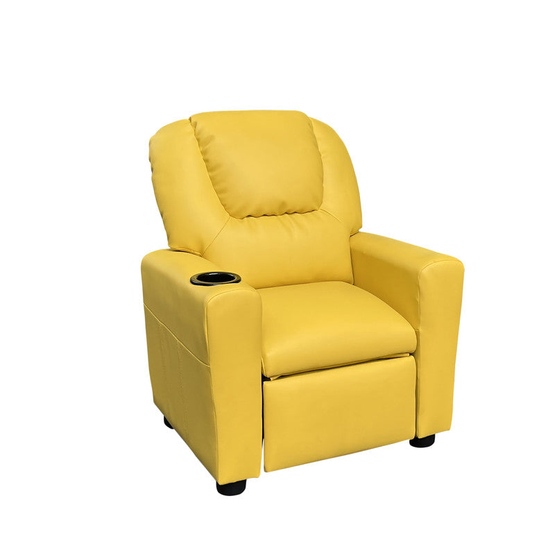 Carisa 23"W Yellow PU Leather Kids Recliner Chair with Cupholder