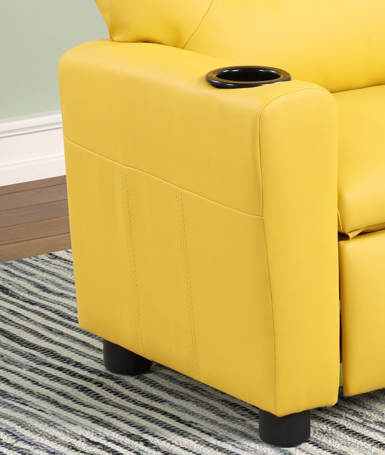 Carisa 23"W Yellow PU Leather Kids Recliner Chair with Cupholder