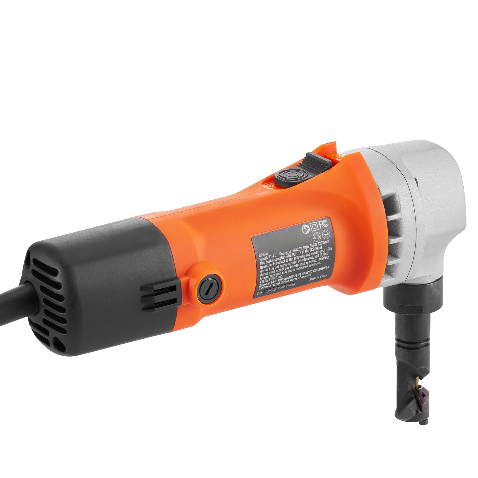 Sheet Metal Nibbler, 550W Powerful 2200 RPM High Speed, 360 Degree Rotation Electric Nibbler Metal Cutter, Straight Curve and Circle Cutting for Stainless Steel, Aluminum, Plastic, Wood Board