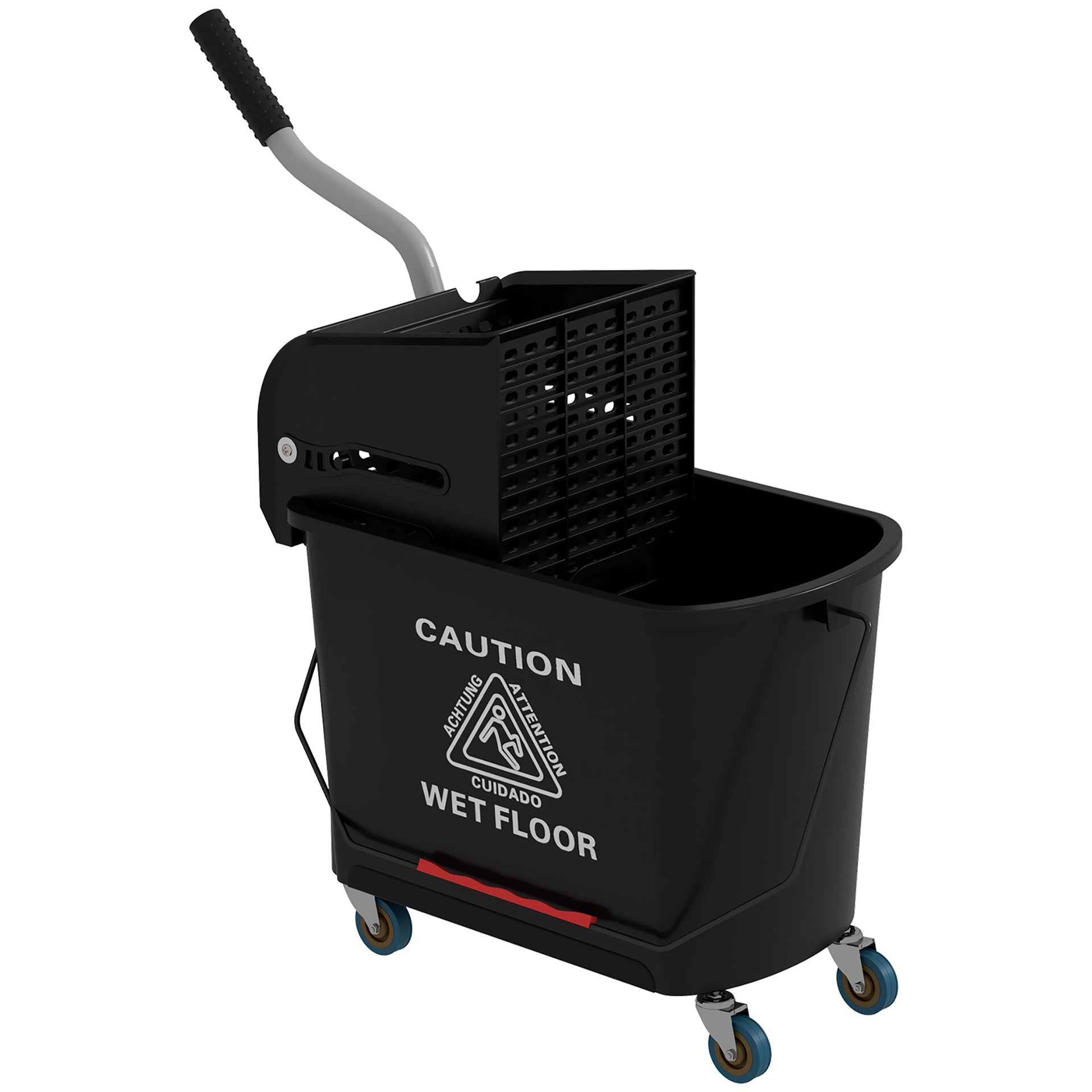 HOMCOM Mop Bucket with Wringer on Wheels for Floor Cleaning, 21 Quart, Separate Dirty and Clean Water, Black