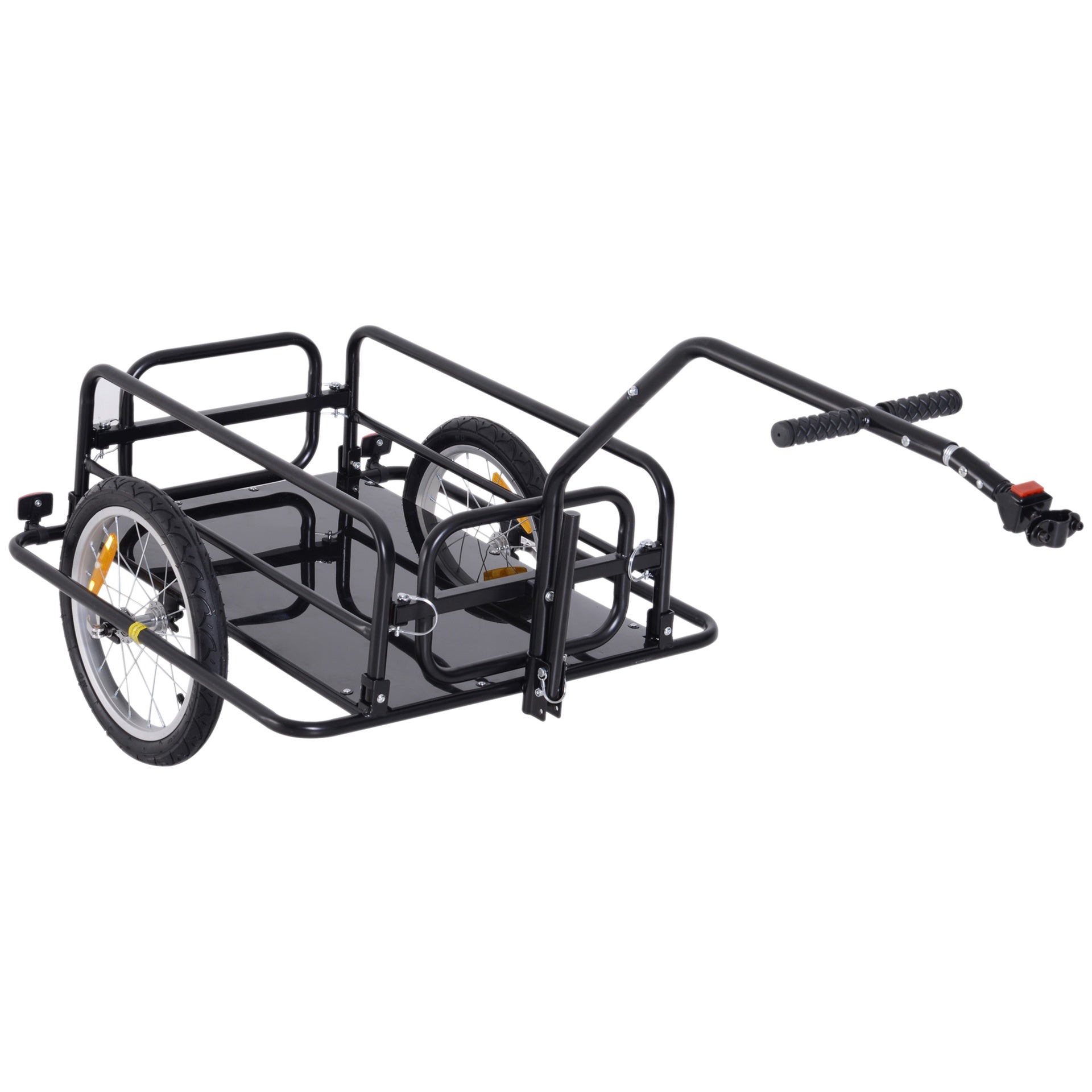 Aosom Bike Cargo Trailer, Bicycle Trailer, Heavy-Duty Bike Wagon Cart, Foldable Compact Storage, with Universal Hitch, 16" Wheels, 88 lbs. Capacity, Black