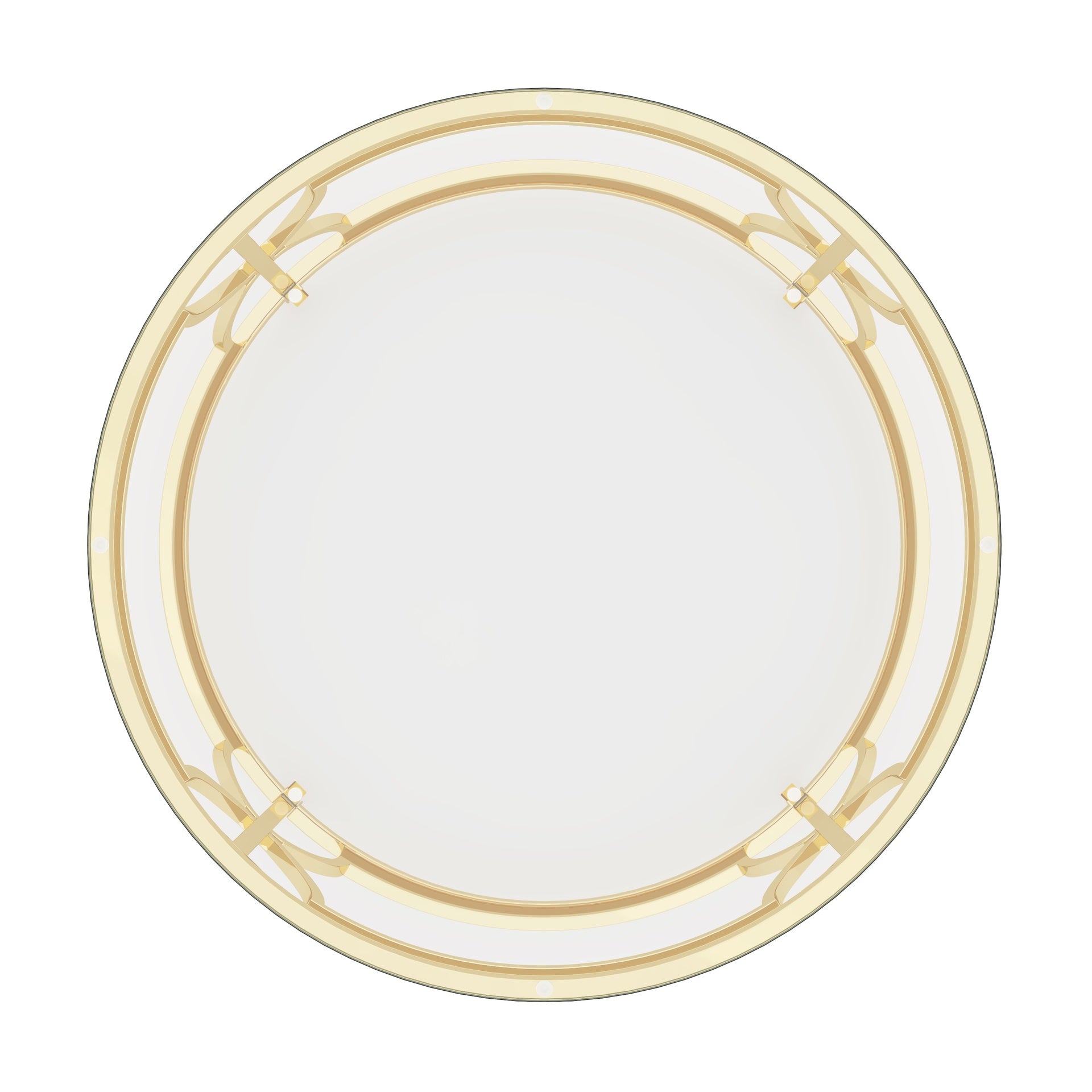 Round Tempered Glass Coffee Table in 30.7",Luxurious Geometric Metal Frame,Gold Finish & Lower Shelf, Transparent