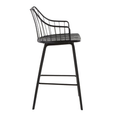 Winston Farmhouse Counter Stool in Black Wood and Black Metal by LumiSource