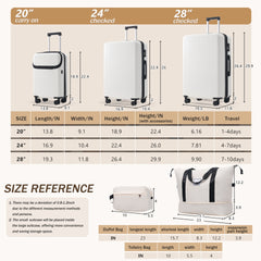 Hardside Luggage Set 5 Piece with Bags,20IN Half-opening Carry on Luggage with USB Port, Expandable 24IN 28IN Luggage with Double Spinner Wheels TSA Lock