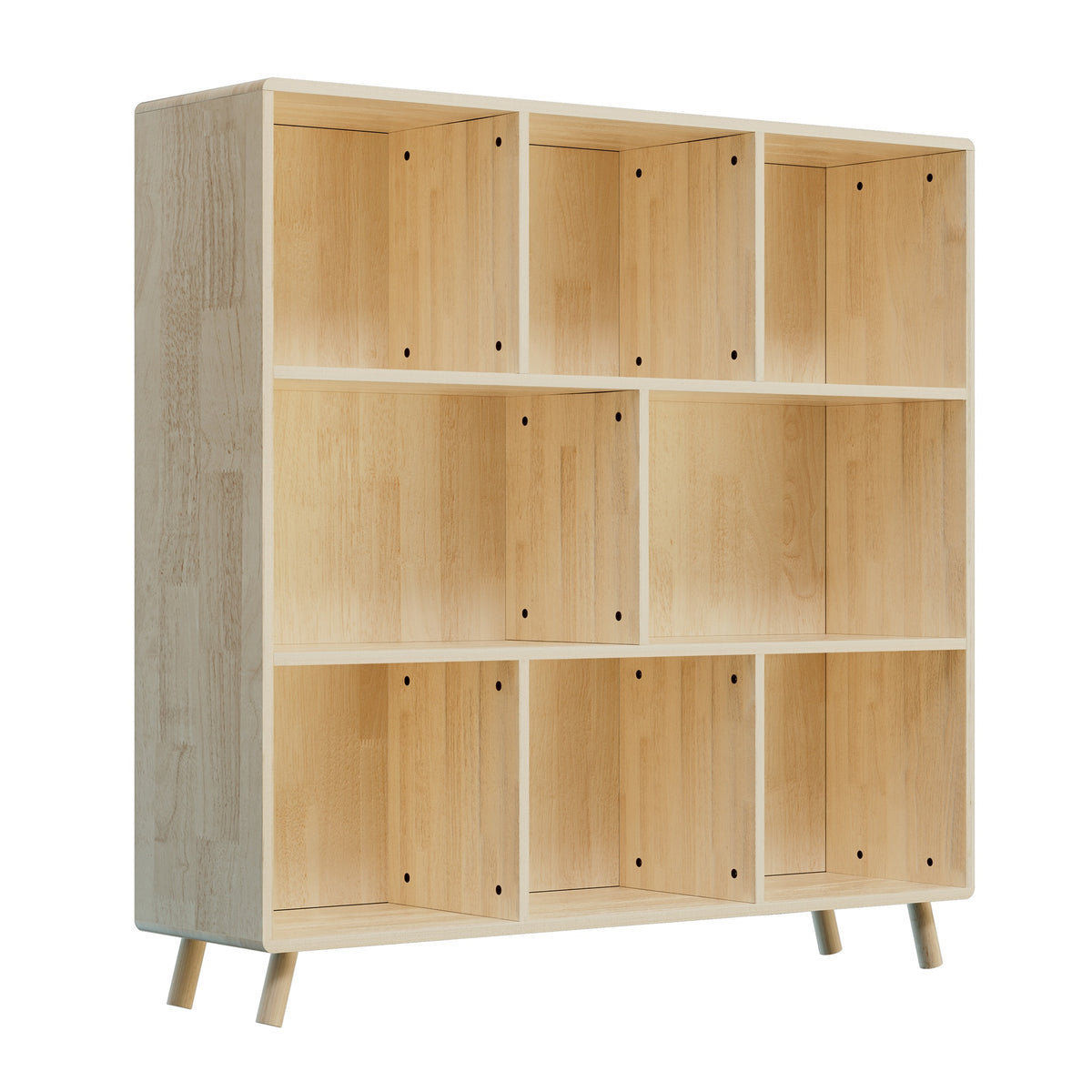 Pine Wood 8-Compartment Storage Cabinet, 44"L x44" H Fixed Shelves Organizer for Books/Toys/Home Décor, Modern Wooden Bookcase, Multi-Compartment Cabinet for Home/Office