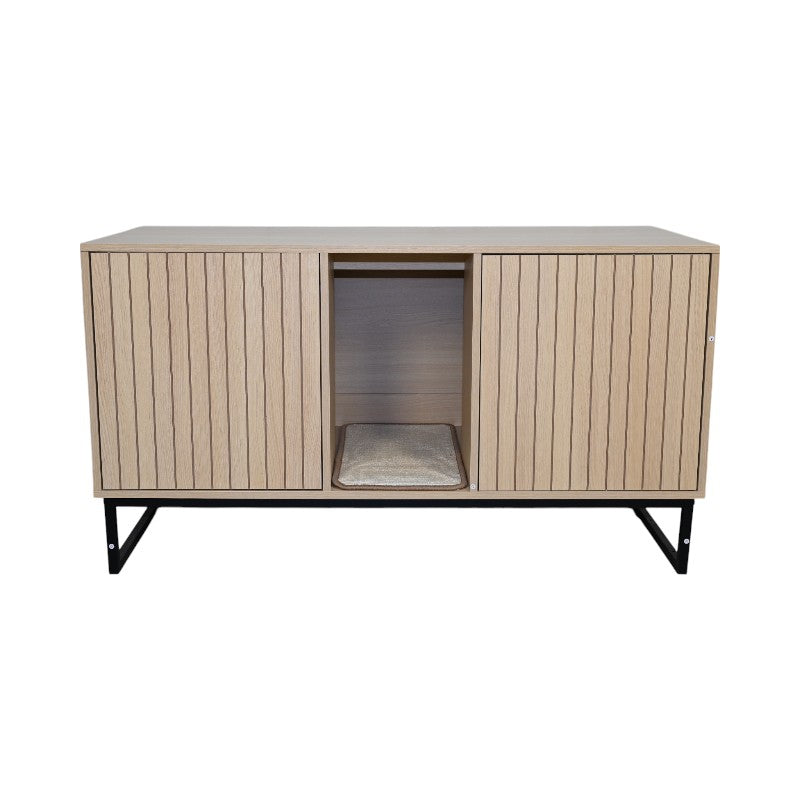Modern Wooden Cat House with Scratching Mat - 47.64" x 21.46" x 25.98", 76.4 lbs